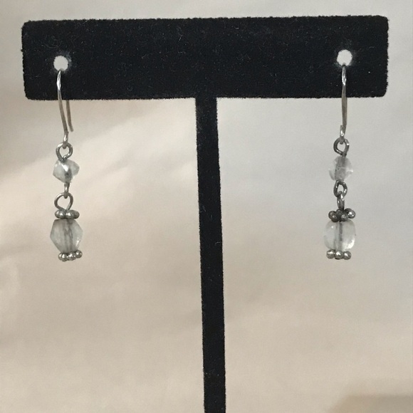 Vintage silver & bead dangle earrings - Picture 2 of 6